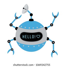 A round robot with an antenna. Vector illustration.