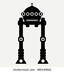 round robot, flat illustration isolated on white background