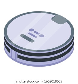 Round robot vacuum cleaner icon. Isometric of round robot vacuum cleaner vector icon for web design isolated on white background