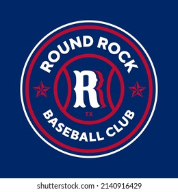 Round Rock, Texas. Illustration vector graphic of Baseball logo. Vintage Logo Design Template Inspiration