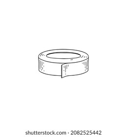 Round roll of tape scotch isolated on white. Adhesive narrow tape for office work, packing or repair. Sketch of blank template for advertise vector illustration