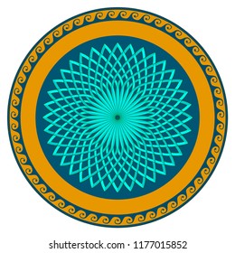 Round roman pattern. Colored Vector illustration of round roman ornament.