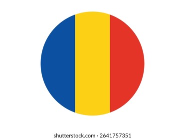 Round Romania Flag Icon – Romania Flag Circular Vector Badge with Standard Colors and National Symbol. Circle Flag Icon of Romania, Button Badge Icon.
