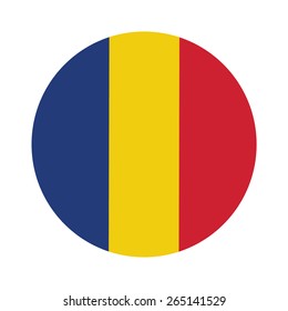 Round romania flag vector icon isolated, romania flag button