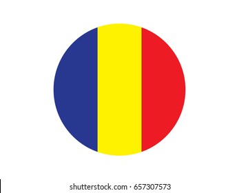 Round Romania flag vector icon isolated,  Romania flag button