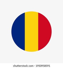 Icono del vector de bandera de rumania redondo aislado en fondo blanco. La bandera de Rumania en círculo.