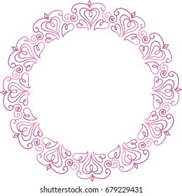 Round romantic frame. Vector illustration.