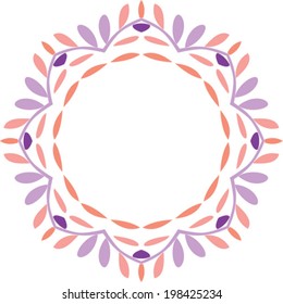 Round Romantic Ornament Pattern. Element for design. Stylish flat mandala. Beautiful floral wreath or border.
