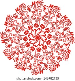 Round romantic pattern design element hearts vector illustration