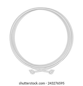 Round rope contour node frame. Vector clip art illustration isolated on white