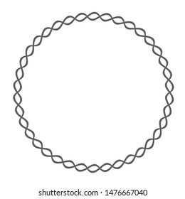 Round rope frame. Circle ropes, rounded border and decorative marine cable frame circles. Rounds cordage knot stamp or nautical twisted knots logo isolated vector icon