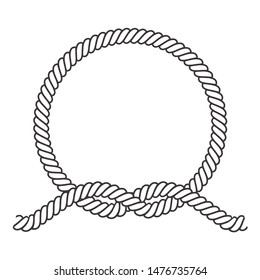 Round Rope Frame. Circle Ropes, Rounded Border And Decorative Marine Cable Frame Circles. Rounds Cordage Knot Stamp Or Nautical Twisted Knots Logo Isolated Vector Icon