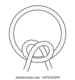 Round rope frame. Circle ropes, rounded border and decorative marine cable frame circles. Rounds cordage knot stamp or nautical twisted knots logo isolated vector icon