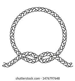 Round rope frame. Circle ropes, rounded border and decorative marine cable frame circles. Rounds cordage knot stamp or nautical twisted knots logo isolated vector icon
