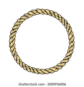 Round rope frame illustration. Decorative border circle.
