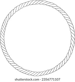 Round rope frame isolated on white background. Twisted cord. Decoration line black vector illustration.