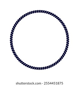 Round rope frame. Thread, hemp twine, jute, steel cable in circle shape. Maritime, yacht or nautical style, sea or ocean theme decorative ornament. Vector graphic illustration.