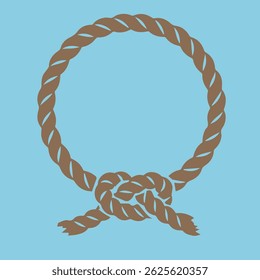 Round rope, rope frame, rope frame, vector drawing on a blue background.