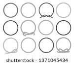 Round rope frames set, twisted round pattern for decoration. Collection of loops. Vector flat style cartoon nautical circular frames illustration isolated on white background