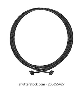 Round rope node frame. Vector black clip art illustration isolated on white