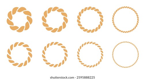 Round rope set on white background