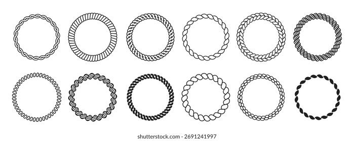 round rope shapes circle nautical frame labels decorative sea knot border design template illustrati