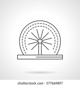 Round rotating dynamic fountain for parks. Flat line vector icon