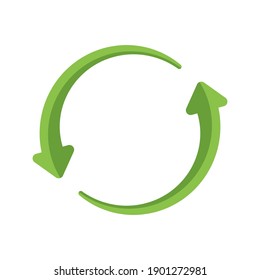 Round rotation arrow icon. Two arrow circle isolated. Recycle symbol. Vector illustration.