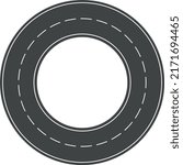 Round roundabout circle road. Road bends with road stripes, vector illustration	