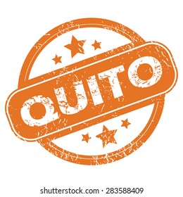 Round rubber stamp with city name Quito and stars, isolated on white