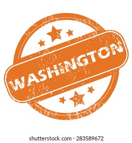 Round rubber stamp with city name Washington and stars, isolated on white