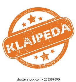 Round rubber stamp with city name Klaipeda and stars, isolated on white