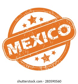 Round rubber stamp with city name Mexico and stars, isolated on white