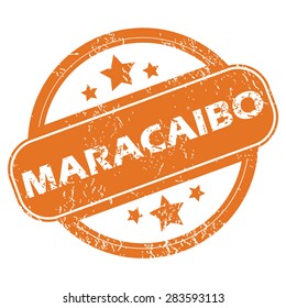 Round rubber stamp with city name Maracaibo and stars, isolated on white