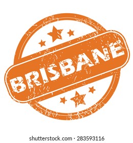 Round rubber stamp with city name Brisbane and stars, isolated on white