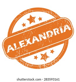 Round rubber stamp with city name Alexandria and stars, isolated on white