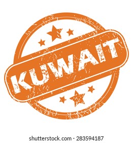 Round rubber stamp with city name Kuwait and stars, isolated on white