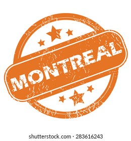 Round rubber stamp with city name Montreal and stars, isolated on white