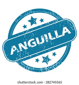 Round rubber stamp with word ANGUILLA and stars, isolated on white