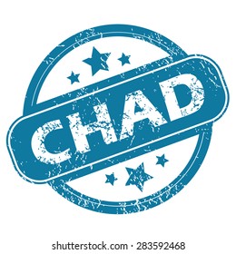 Round rubber stamp with word CHAD and stars, isolated on white