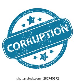 Round rubber stamp with word CORRUPTION and stars, isolated on white