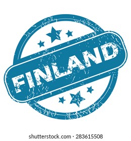 Round rubber stamp with word FINLAND and stars, isolated on white