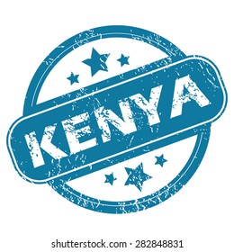 Round rubber stamp with word KENYA and stars, isolated on white