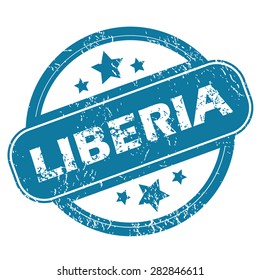 Round rubber stamp with word LIBERIA and stars, isolated on white