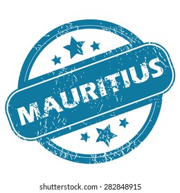 Round rubber stamp with word MAURITIUS and stars, isolated on white