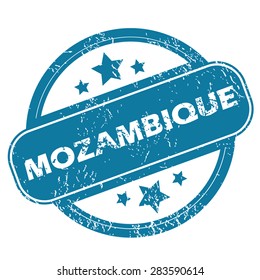 Round rubber stamp with word MOZAMBIQUE and stars, isolated on white