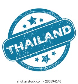 Round rubber stamp with word THAILAND and stars, isolated on white