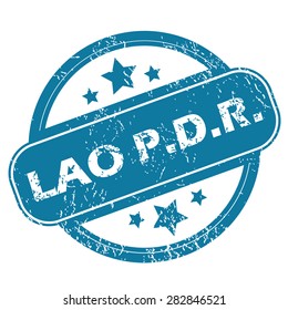 Round rubber stamp with words LAO PDR and stars, isolated on white