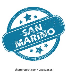 Round rubber stamp with words SAN MARINO and stars, isolated on white