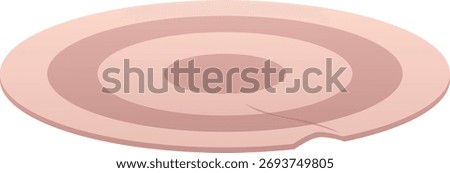 Round rug with striped pattern in nude beige color. Cartoon woven carpet for floor in living room or bathroom. Cozy home textile decorative interior neat mat. Vector flat illustration isolated